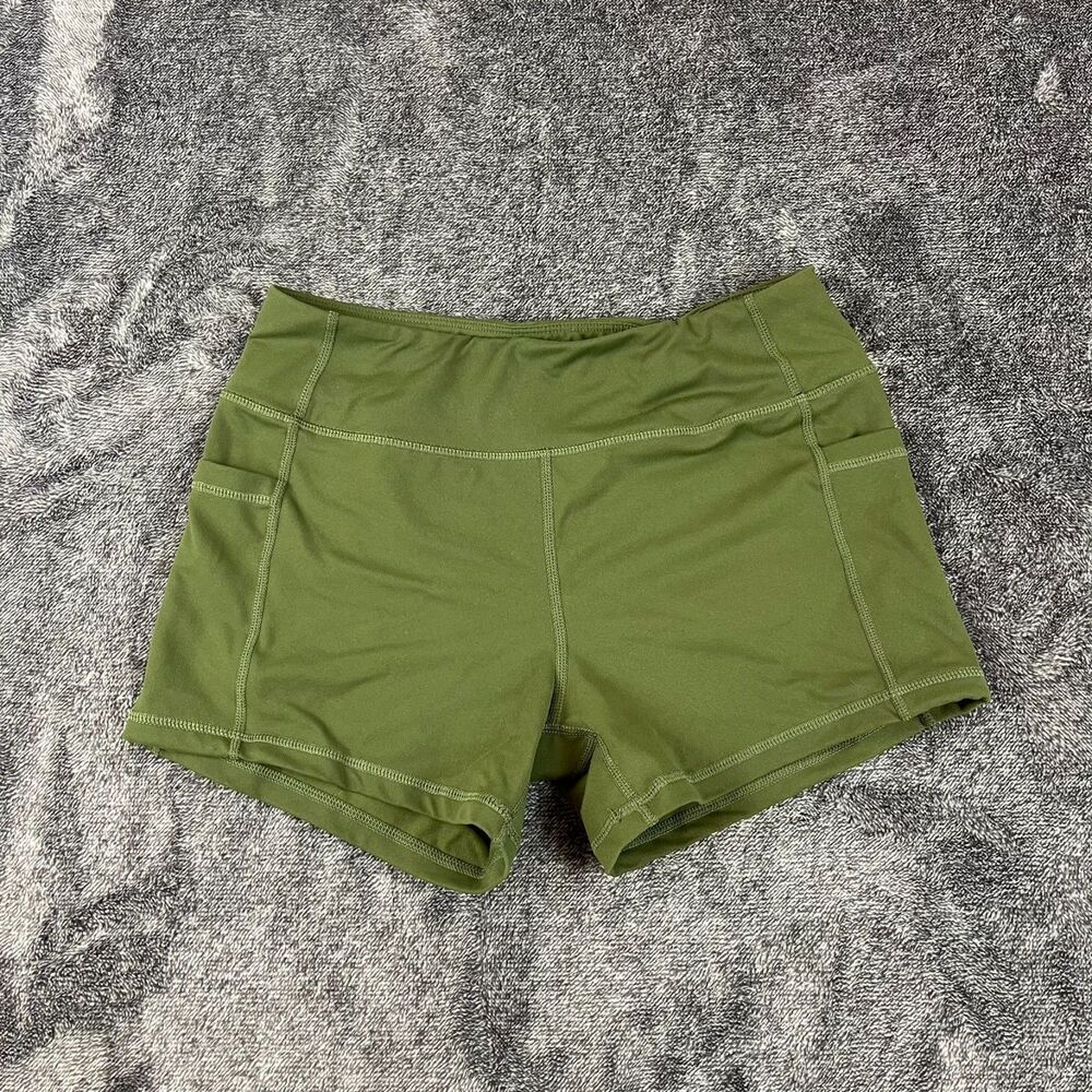 Born Primitive Women's S Shorts Pockets 3" Inseam Green Running Crossfit